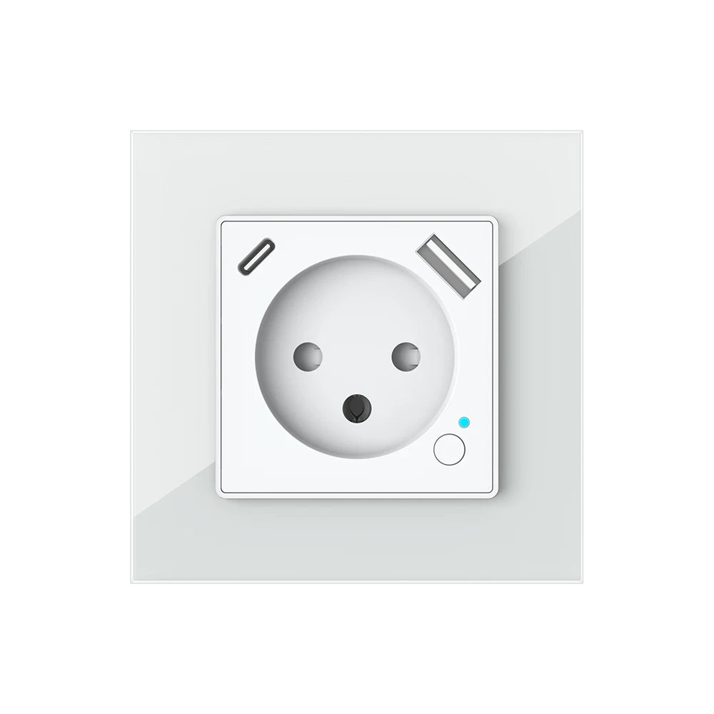 Melery Tuya WiFi Smart Israel Wall Socket EU Power Plug Outlet USB Type-C PD 20W Charge Port for Iphone Alexa Dot Google Home