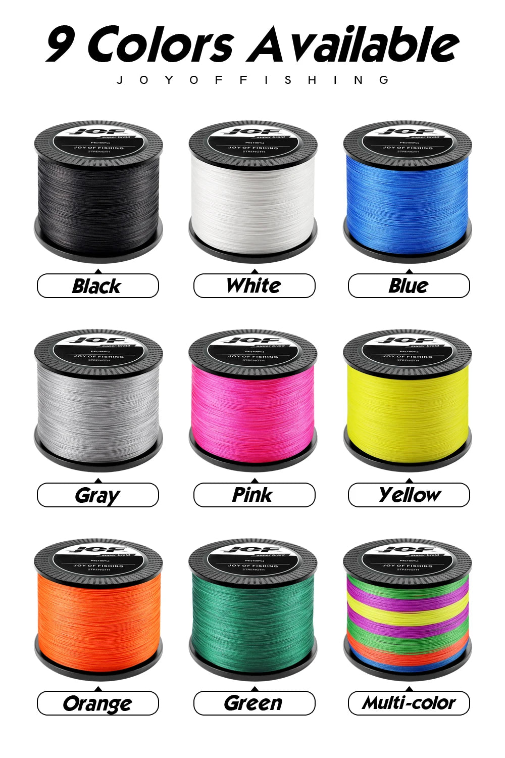 JOF 300M 500M 1000M 8 Strands 4 Strands 18-88LB PE Braided Fishing Wire Multifilament Super Strong Fishing Line Japan Multicolor