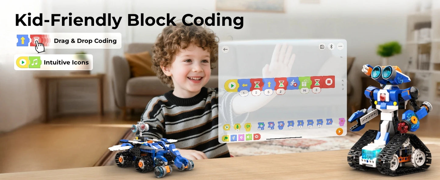 Apitor STEAM Robot Toy 6-in-1 Robot Building Kit for Boys Age 8-12 Remote Control Coding Toys Educational Robotics Gift for Kids