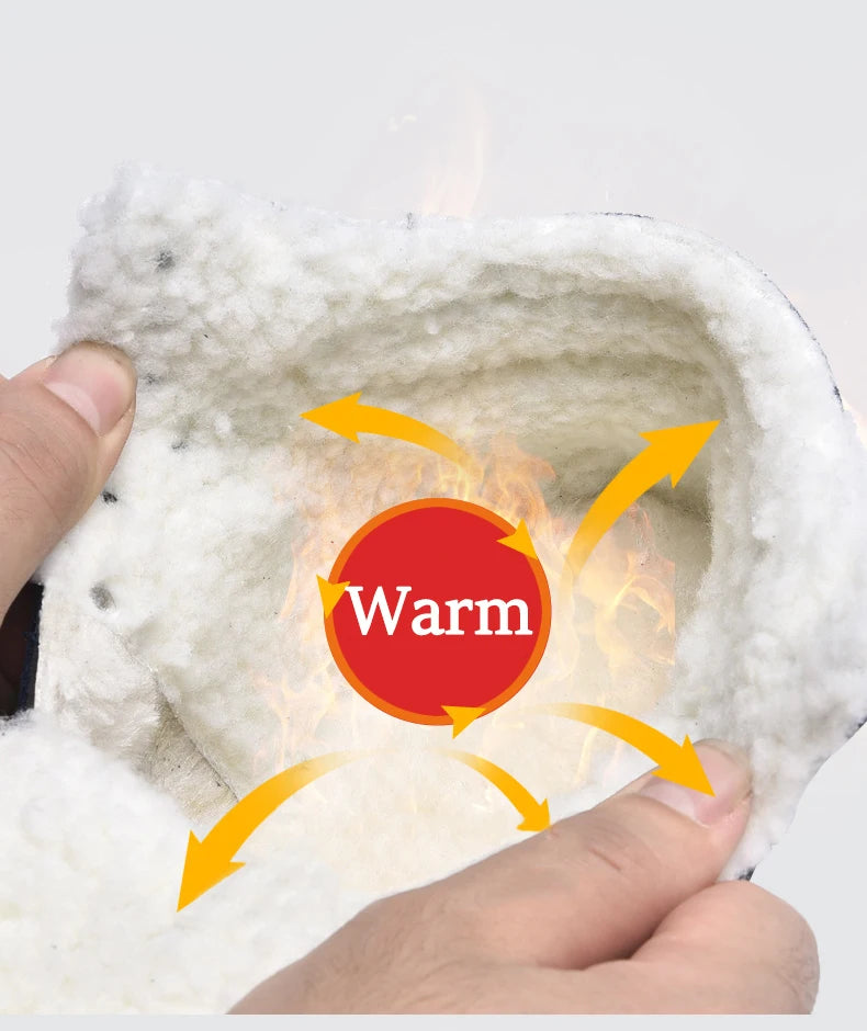 Winter Snow Boots Men Plush Warm Women Boots Suede Leather Ankle Boot Comfortable Light Couple Waterproof Sneakers Big Size 48