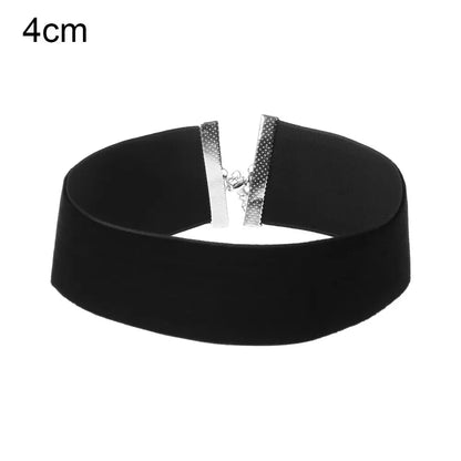 Gothic Velvet Choker Necklace Black 30 To 35 Cm Aluminium Alloy