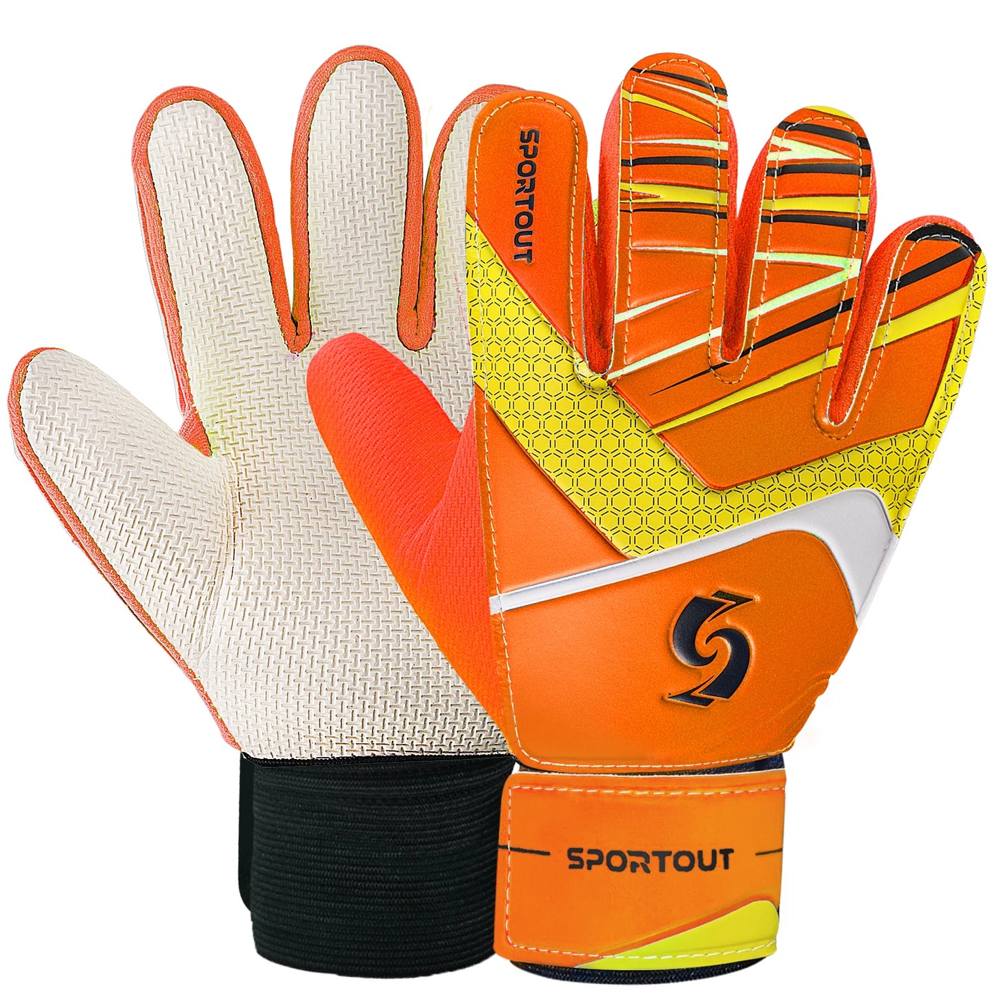 Sportout Kids Goalkeeper Gloves, Soccer Gloves with Double Wrist Protection and Non-Slip Wear Resistant Latex Material