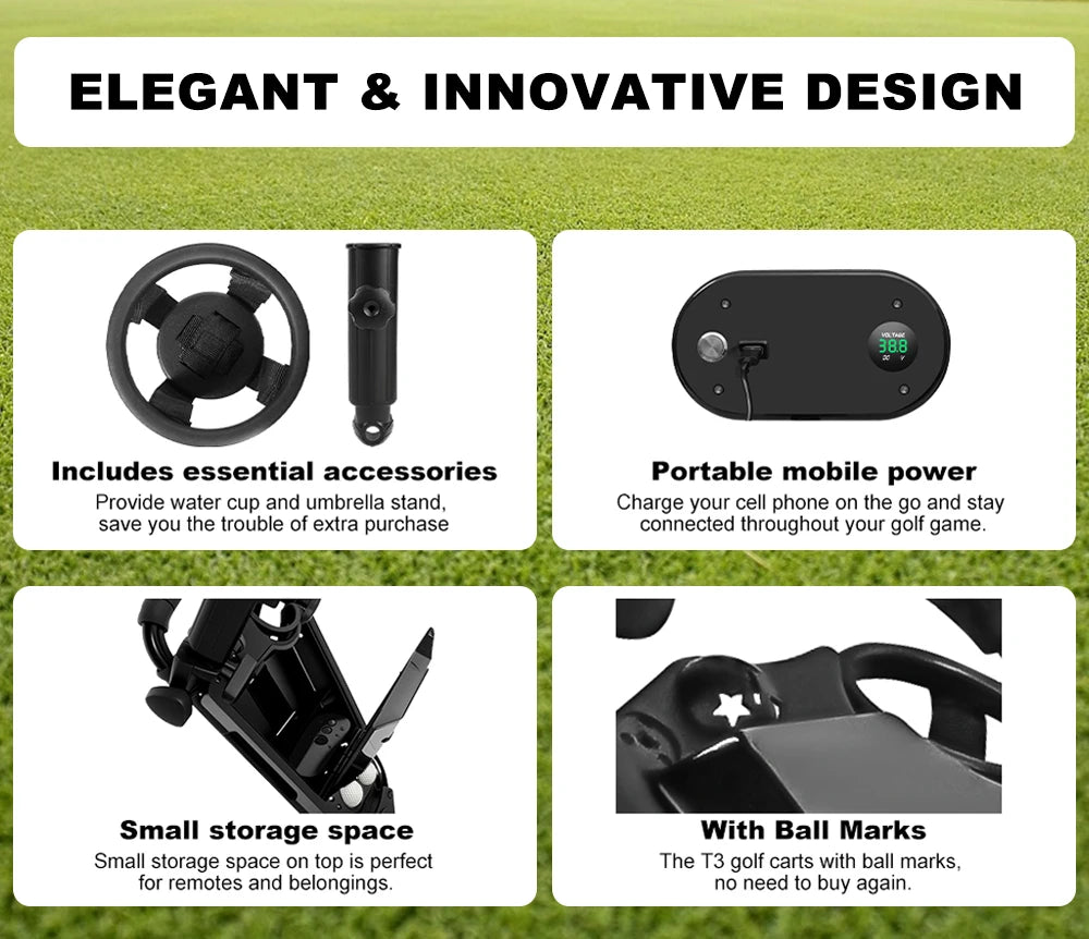 ESWING US Warehouse Golf Electric Cart 4 Wheel Folding Golf Trolley Remote Controlled Follow-Me Golf Caddy Cart