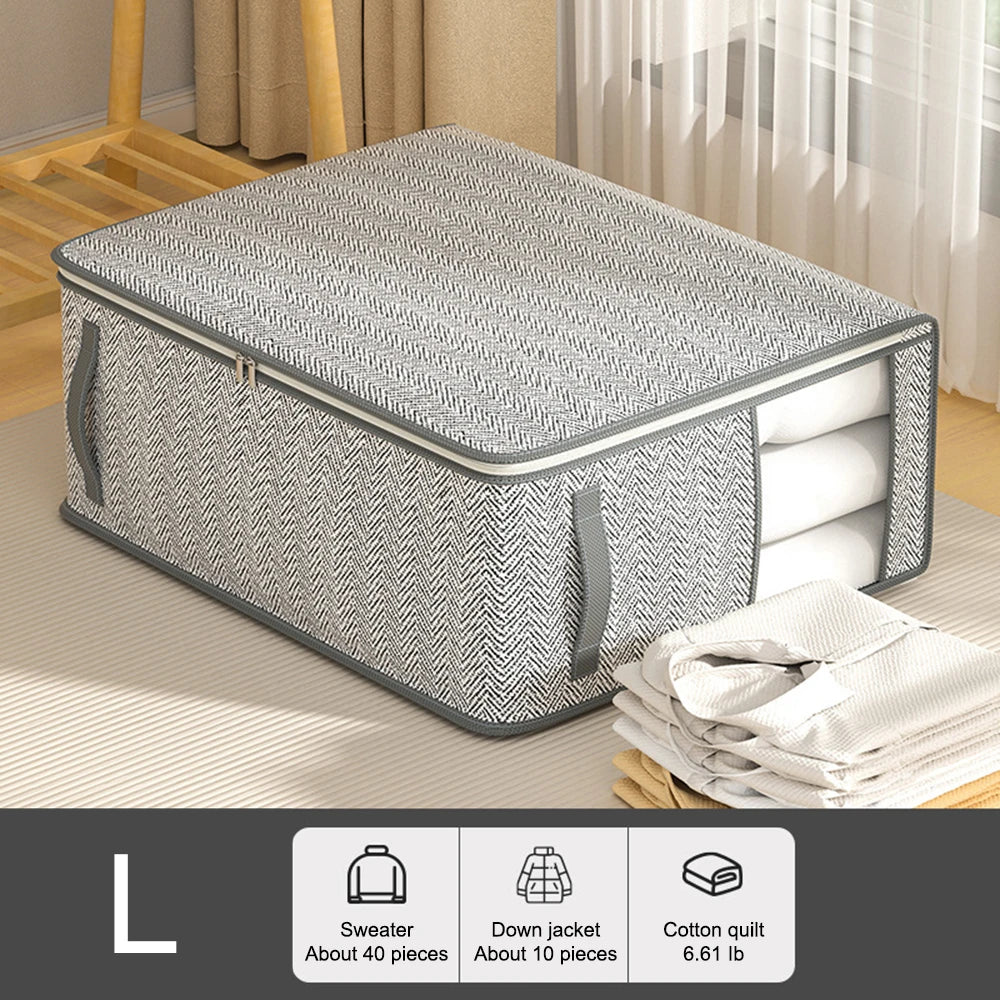 Gray Clothes Organizer Bag, Quilt Storage Bag, Wardrobe Clothes Sorting Bag, With Window Storage Bag Waterproof Storage Bag