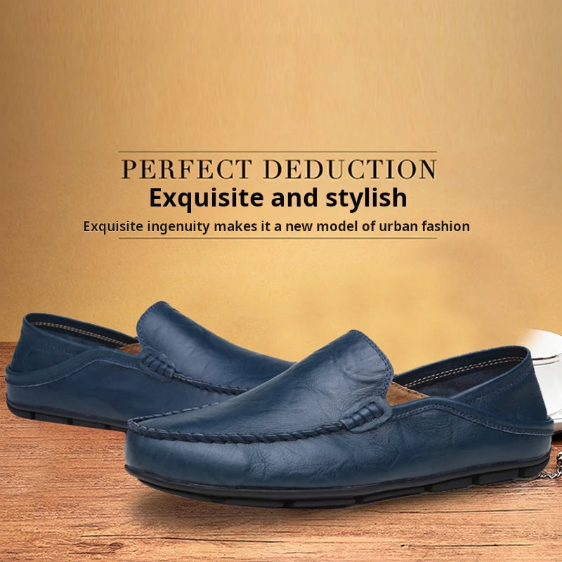 Men's Leather Slip-On Loafers, Business Casual Moccasin Shoes