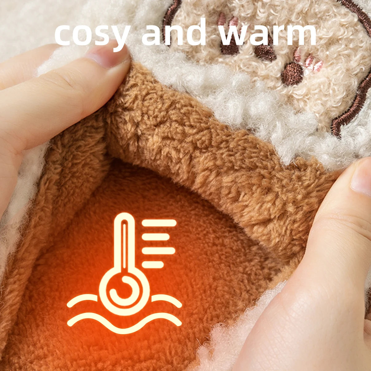 TZLDN Fashion Men's Slippers Winter Warm Cartoon Bear Lovely Indoor Soft Sole Non-slip Dormitory Causal Home Plush Shoes Couple