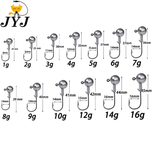 JYJ 1g 2g 3g 4g 5g 7g 8g 10g 14g 20g 28g jig head hook for fishing tackle ,rig soft worm hook crank lure bait hook