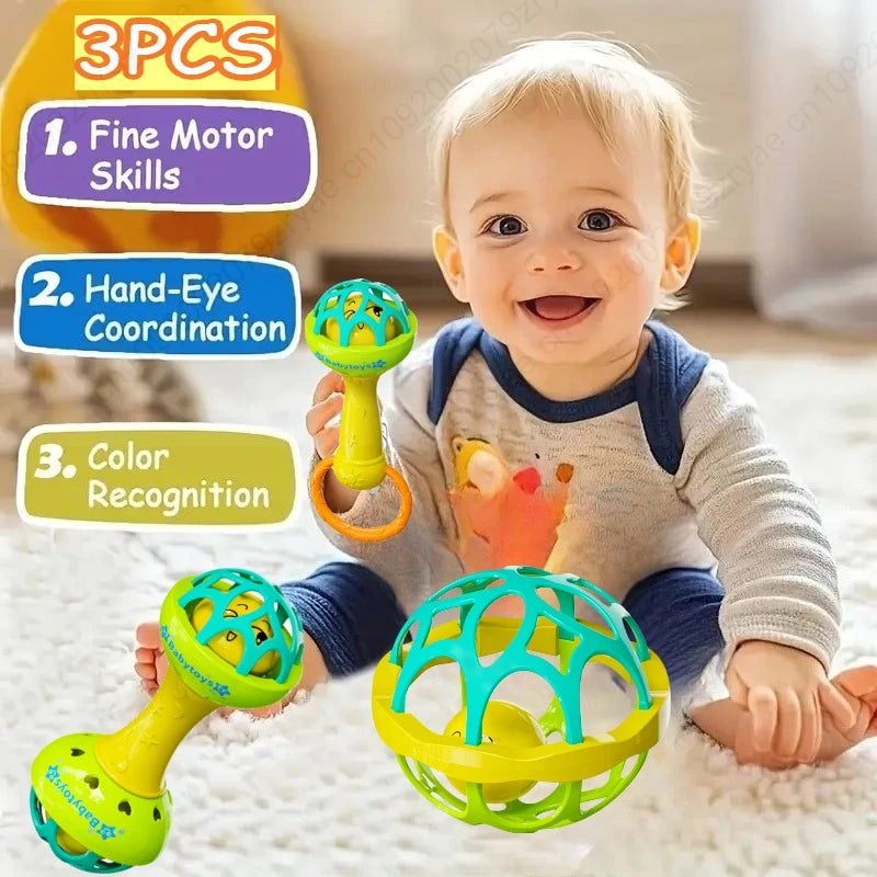 3/1pcs Baby Rattles 0 12 Months Baby Educational Toys Shaker Grab Spin Set Sensory Educational Newborn Gift for Infant Boy Girls
