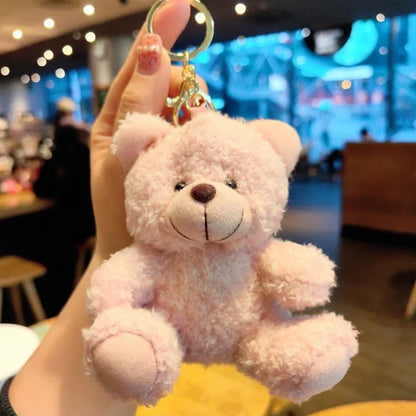 Cute Plush Bear Keychain – Small Sitting Doll Bag Pendant, 4 Colors