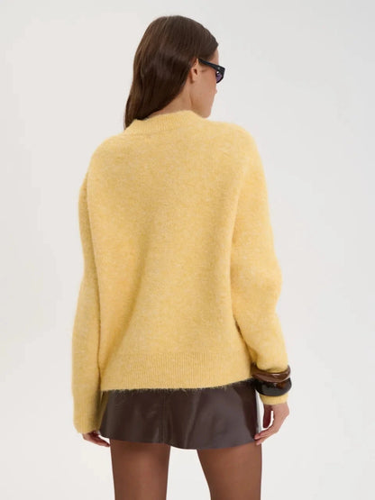 Womens O-Neck Knit Sweater Oversized Pullover Acrylic