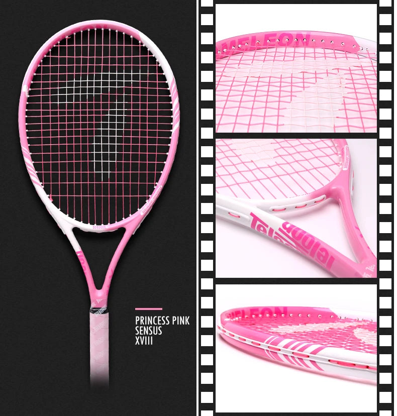 TELOON Genuine Carbon Tennis Racket Beginner College Student Men's and Women's Single with Wire Rebound Tennis Trainer Set