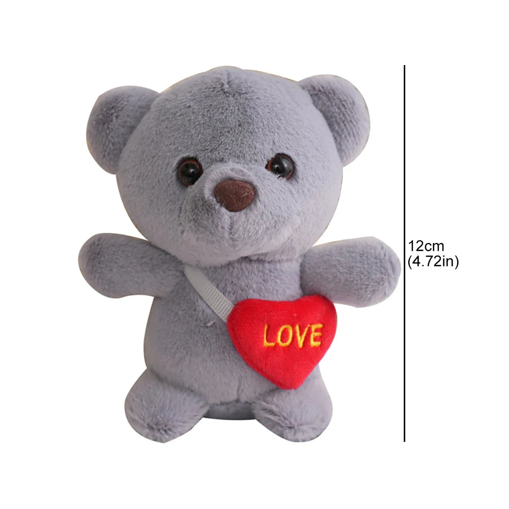 1pc Cute Bear Toys Key Chain Pendant Heart Bear Plush Toy Valentine's Day Gifts Children Kids Toy Wedding Gifts Stuffed Toy