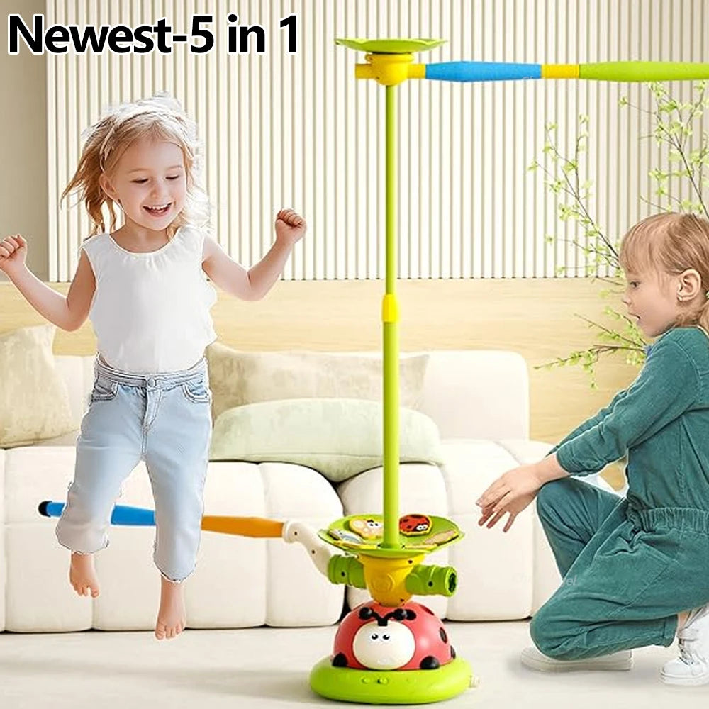 Musical Jump Sports Toys Toss Ring Game Toy and Rocket Launcher for Kids Ladybug Multifunction Outdoor Machine Gifts