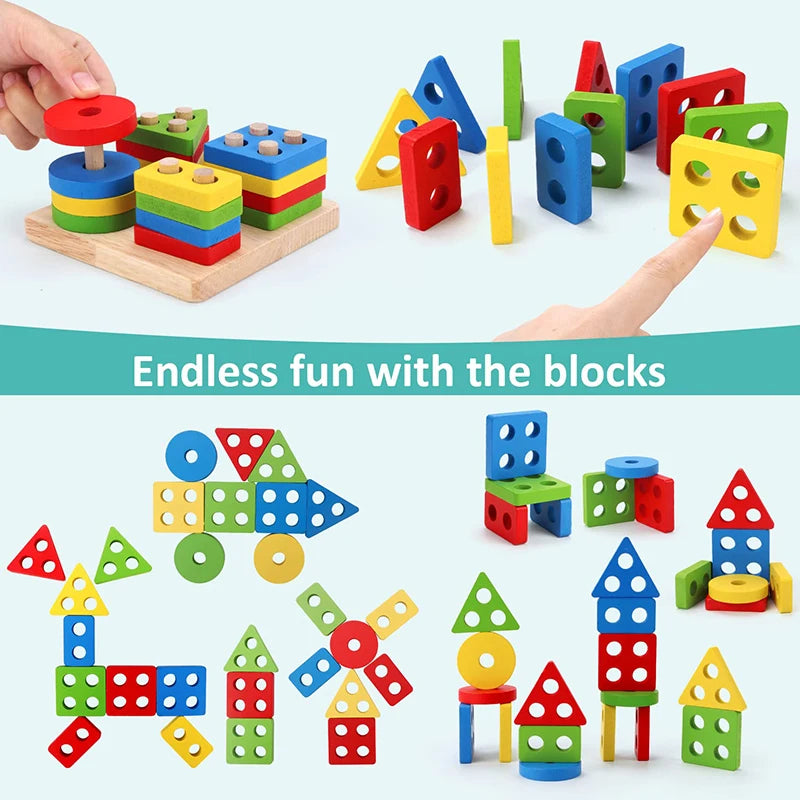 Montessori Baby Toys Kids 3D Wooden Puzzles Early Learning Baby Games Toys Educational Wooden Toys For Children Birthday Gifts