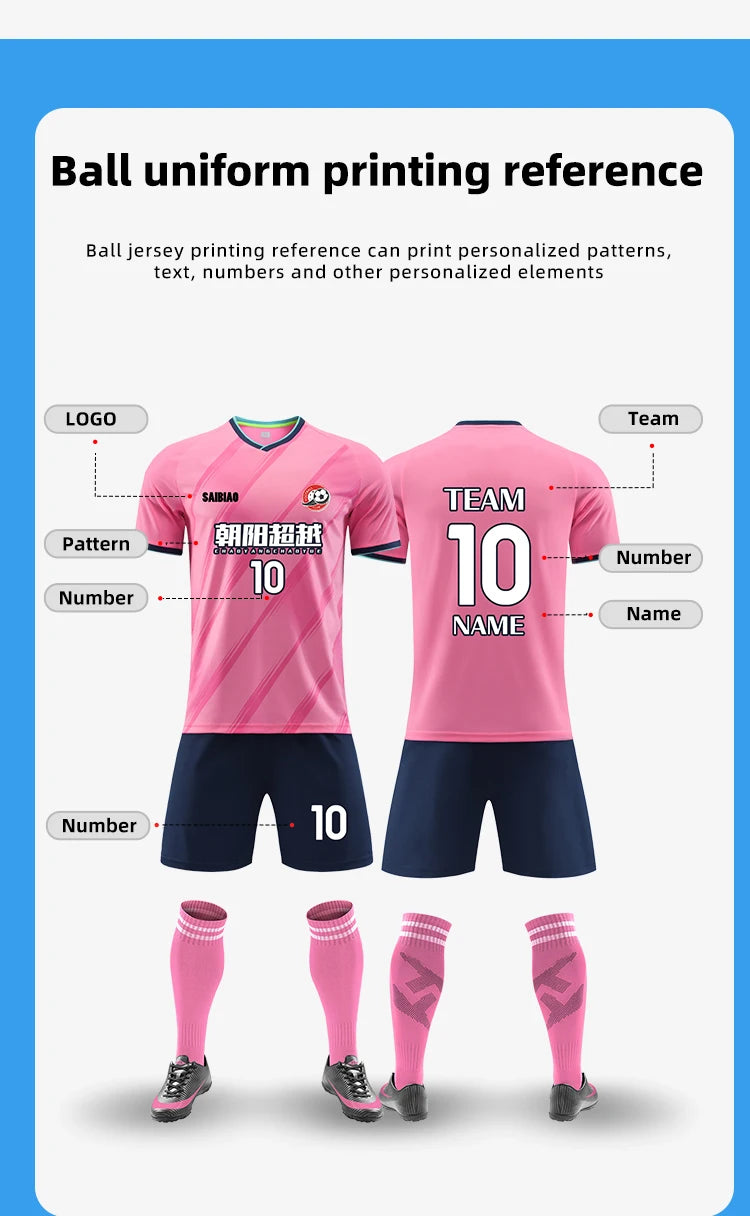 Adult Kid Football Jersey Men Customize Soccer Uniform Sports Shirt Women Futsal Sportswear Child Team Training Tracksuit Outfit