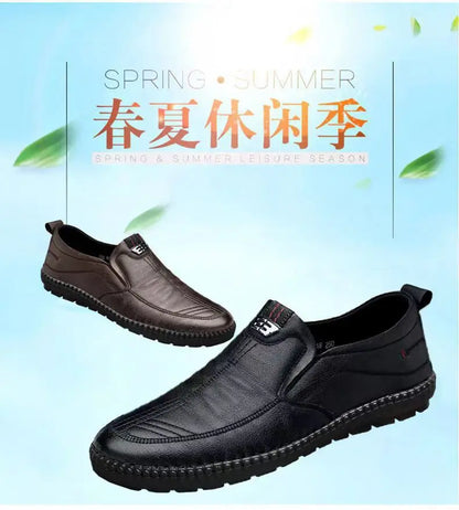 Men PU Leather Loafers Slip-On Non-Slip Breathable Casual Shoes