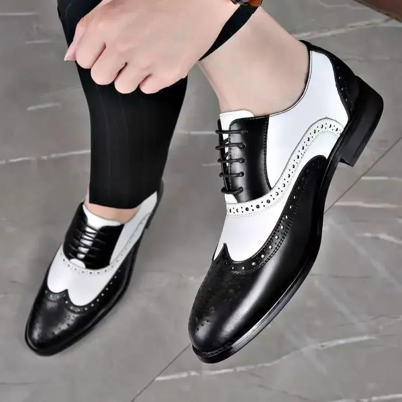 Men's Plus Size Lace Up Dress Shoes Point Toe Business Formal Wedding
