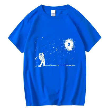Men's 100 Percent Cotton Short Sleeve T Shirt with Astronaut Print