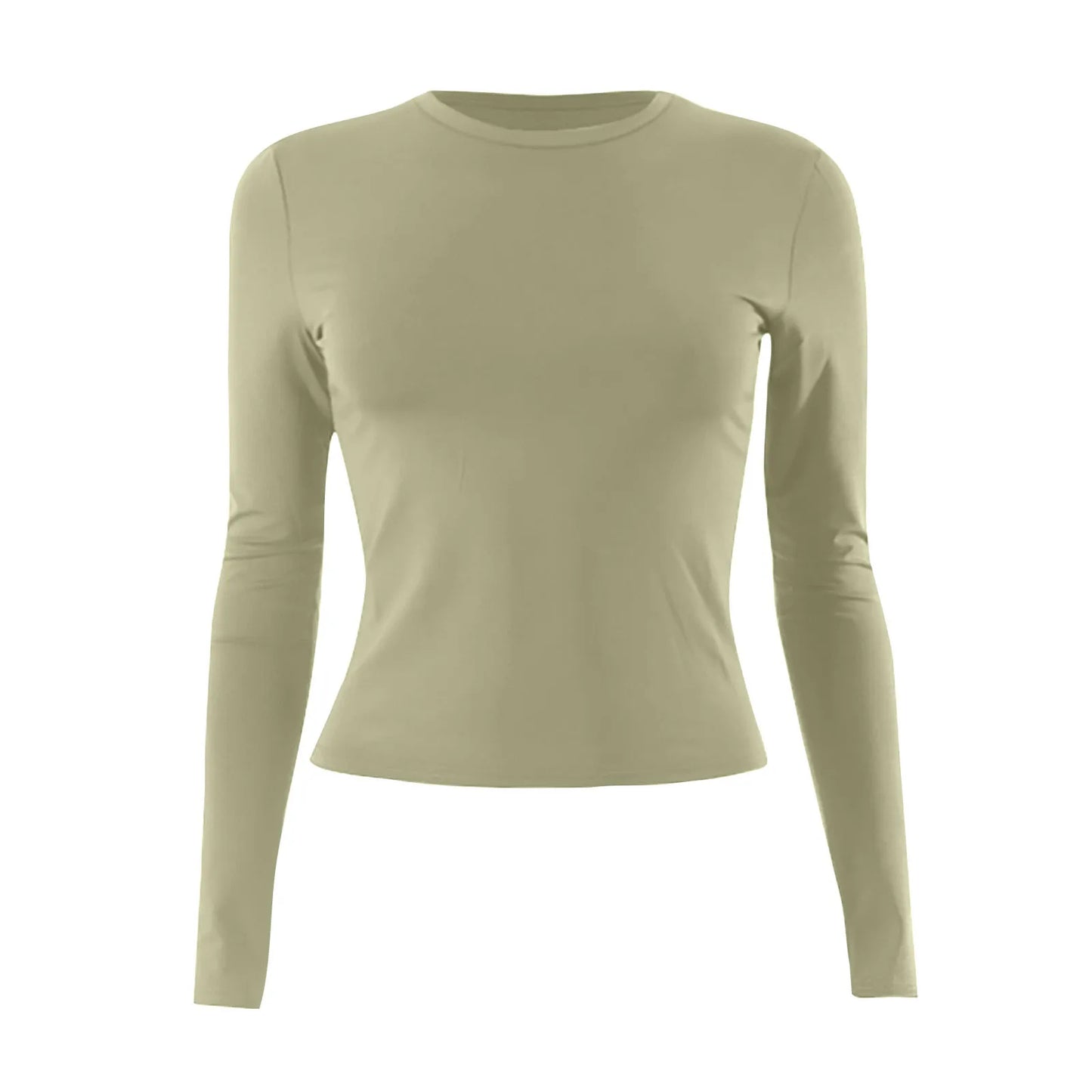 Women’s Cotton O-Neck Long Sleeve Cropped Top
