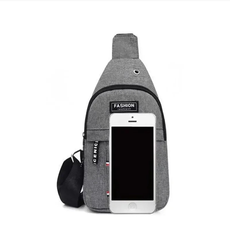 Waterproof Large Capacity Fanny Pack Nylon Canvas 31x17x5 cm Black Gray Blue