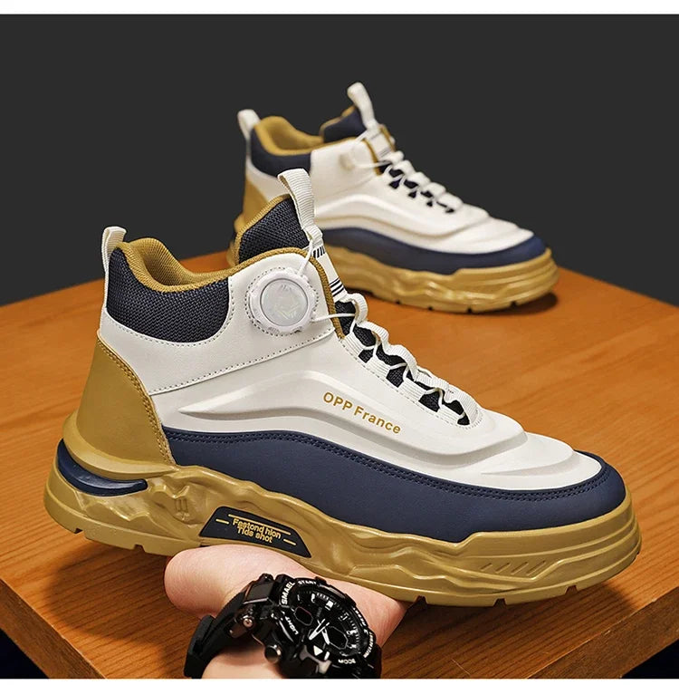 Mens Mesh Breathable Thick Sole Casual Shoes Lace Up