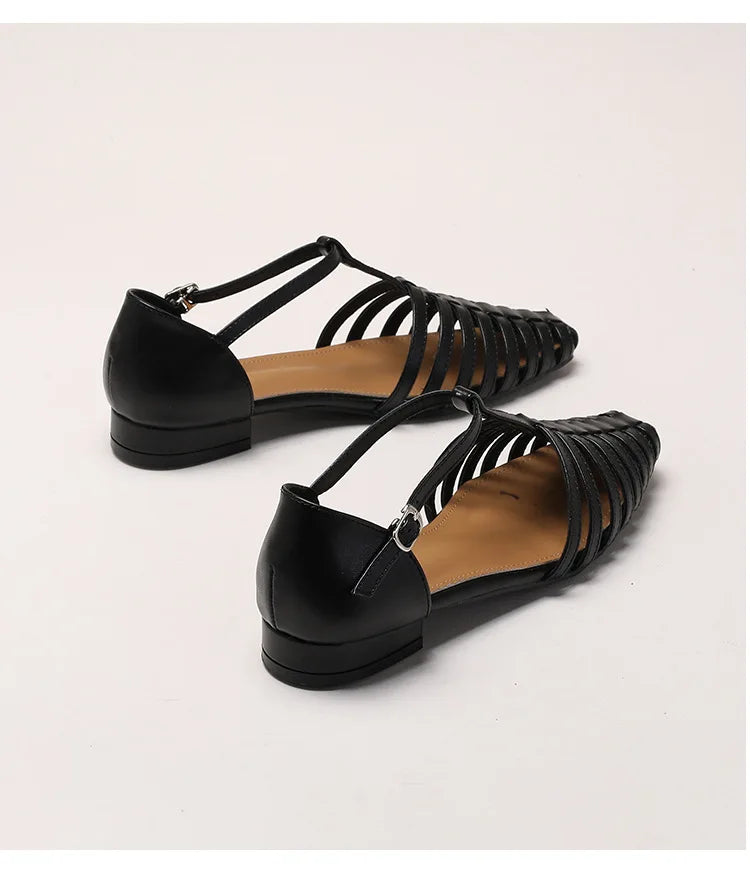 ZAROY Summer Cross Strap Flat Sandals Women Round Toe Ankle Buckle Hollow Casual Roman Sandalia Zapatos De Mujer сандали