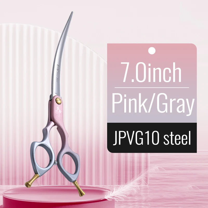 Premium Dog Grooming Curved Scissors – Alloy Handle, 440C Stainless Steel, Professional Pet Shears