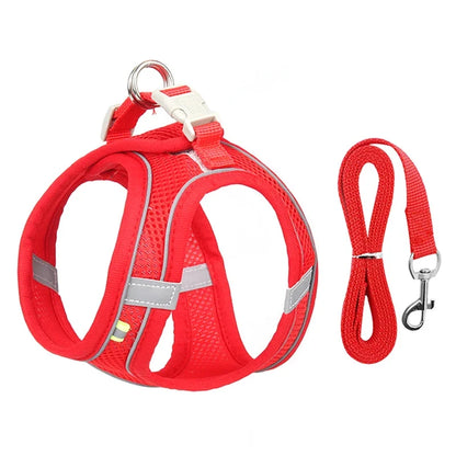 Dog And Cat Harness Vest Set, Adjustable Nylon Reflective