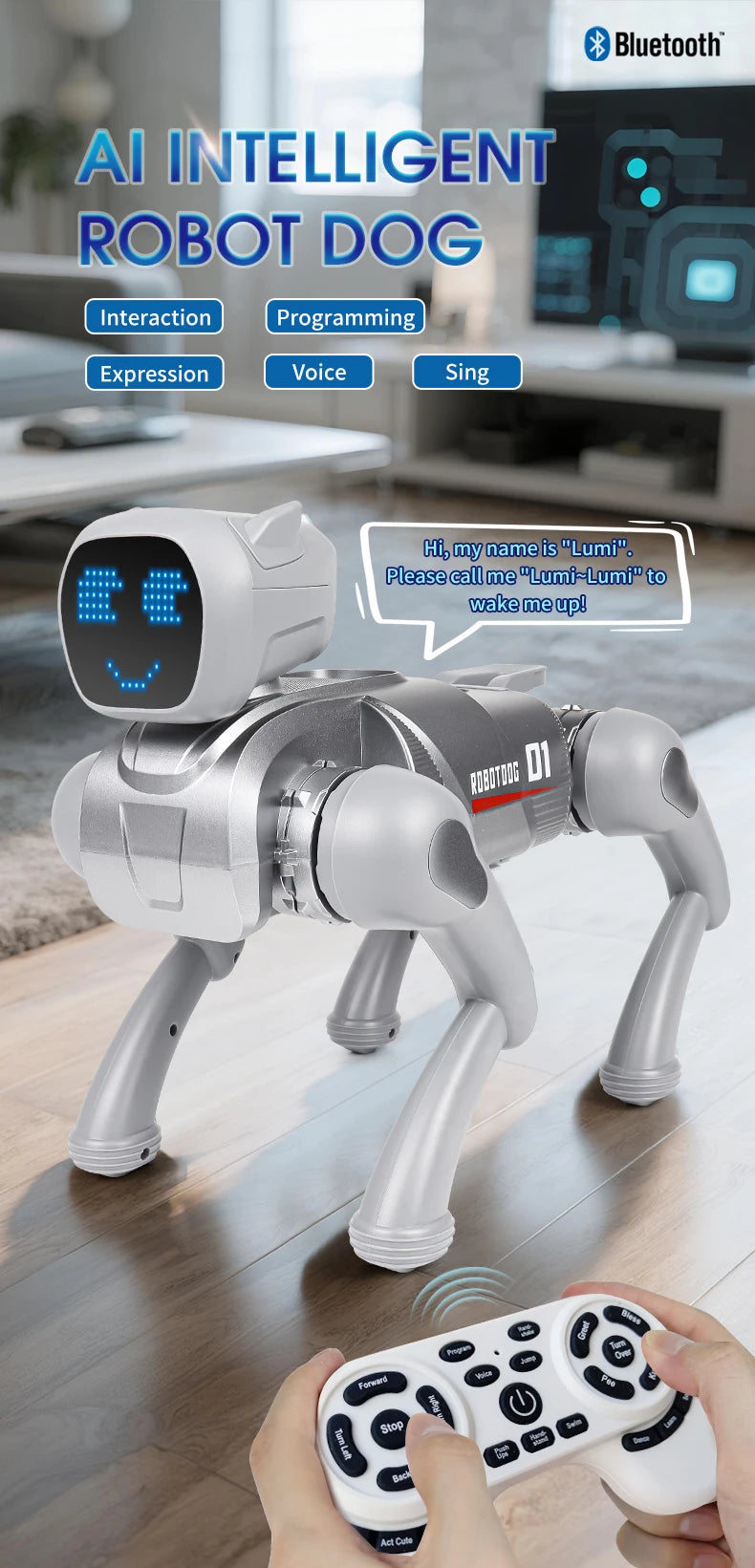 New model robot dog, intelligent remote control, children's remote control toy, stunt mechanical pet dog, children's gift