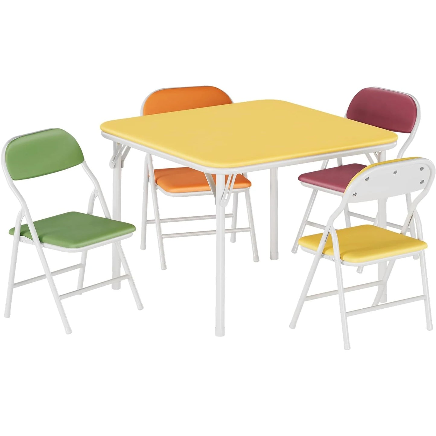 5-Piece Kids Folding Table and Chairs Set, Toddlers Children's Activity Table and Chairs Set for Dining Room, Daycare, Classroom
