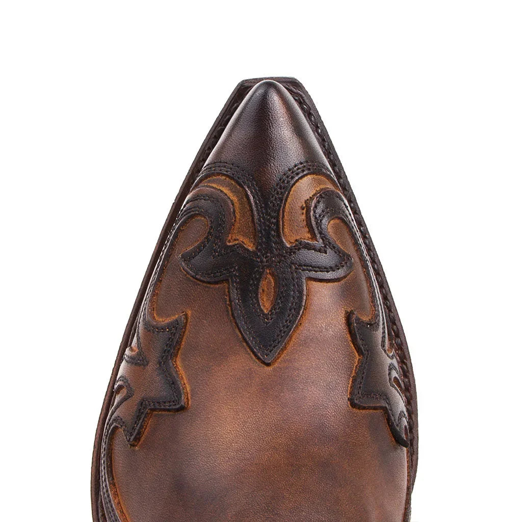 Western Embroidered Leather Ankle Boots Unisex EU 35-48