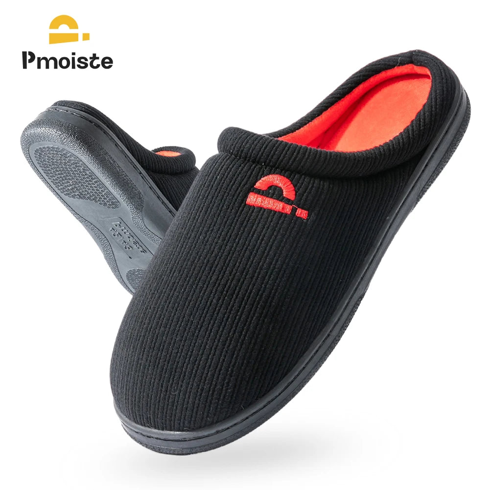 Knitted Embroidered Indoor Slippers For Men With Memory Foam