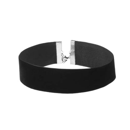 Gothic Velvet Choker Necklace Black 30 To 35 Cm Aluminium Alloy