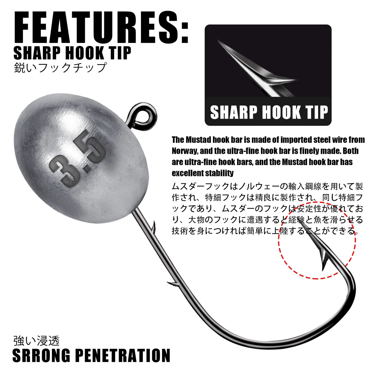 Jig Head Hook 3X Rockfish Ajing Fishing Hooks For Soft Worm Lure Bass Fish Pesca Goods 0.8-7g 5pcs/Bag Pike Trout Accessories