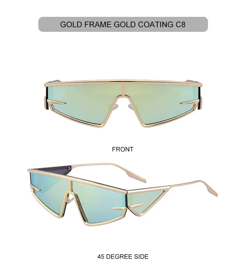 Y2K Punk Shield Sunglasses Square Frame UV400 Protection