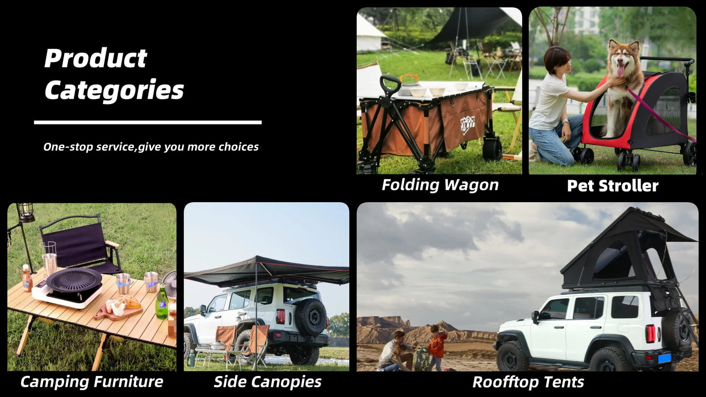 Aluminum Four-Person Rooftop Tent, Hard Shell, Closed Size 212x131x19 cm