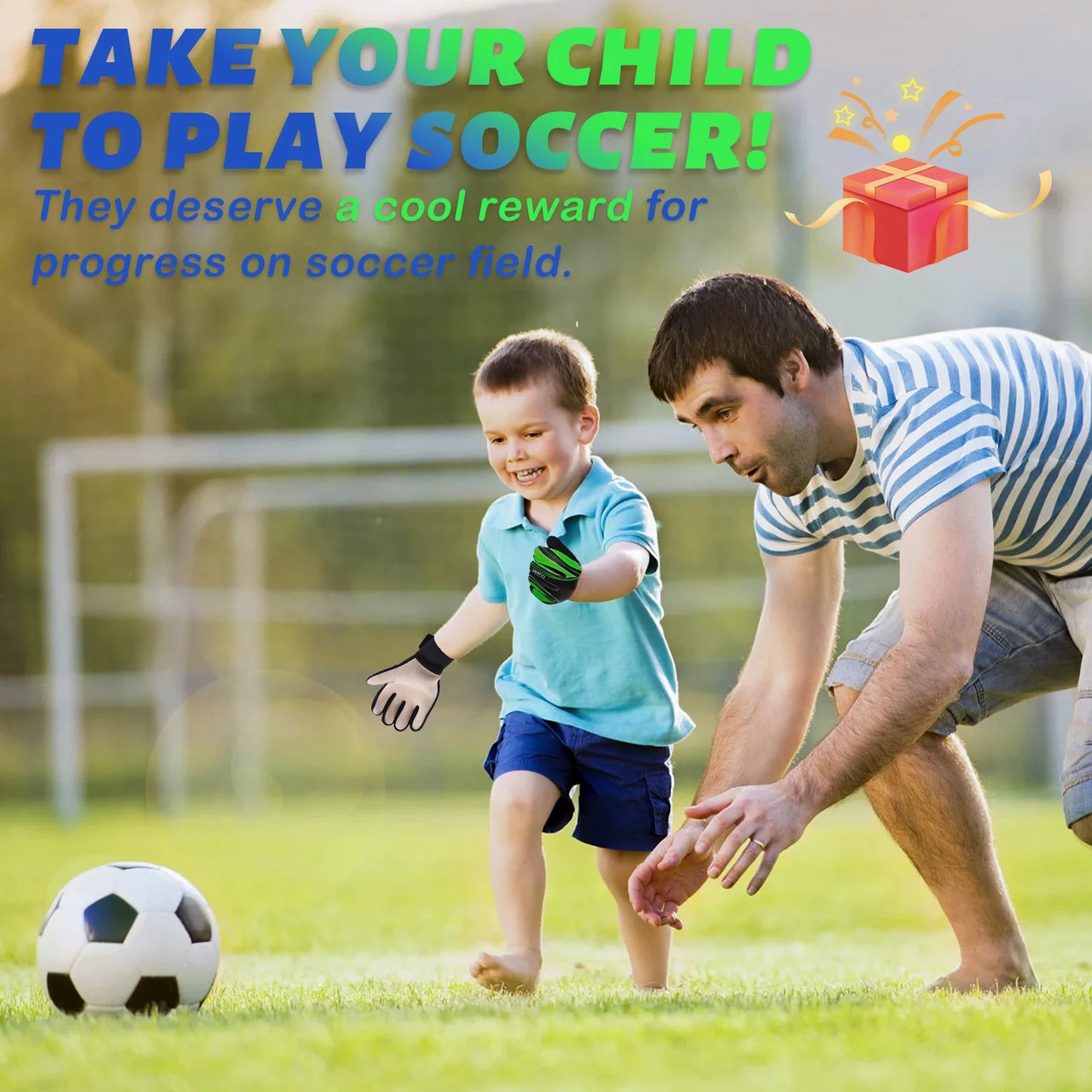 1 pair Non-Slip Soccer Goalie Gloves with Double Wrist Protection