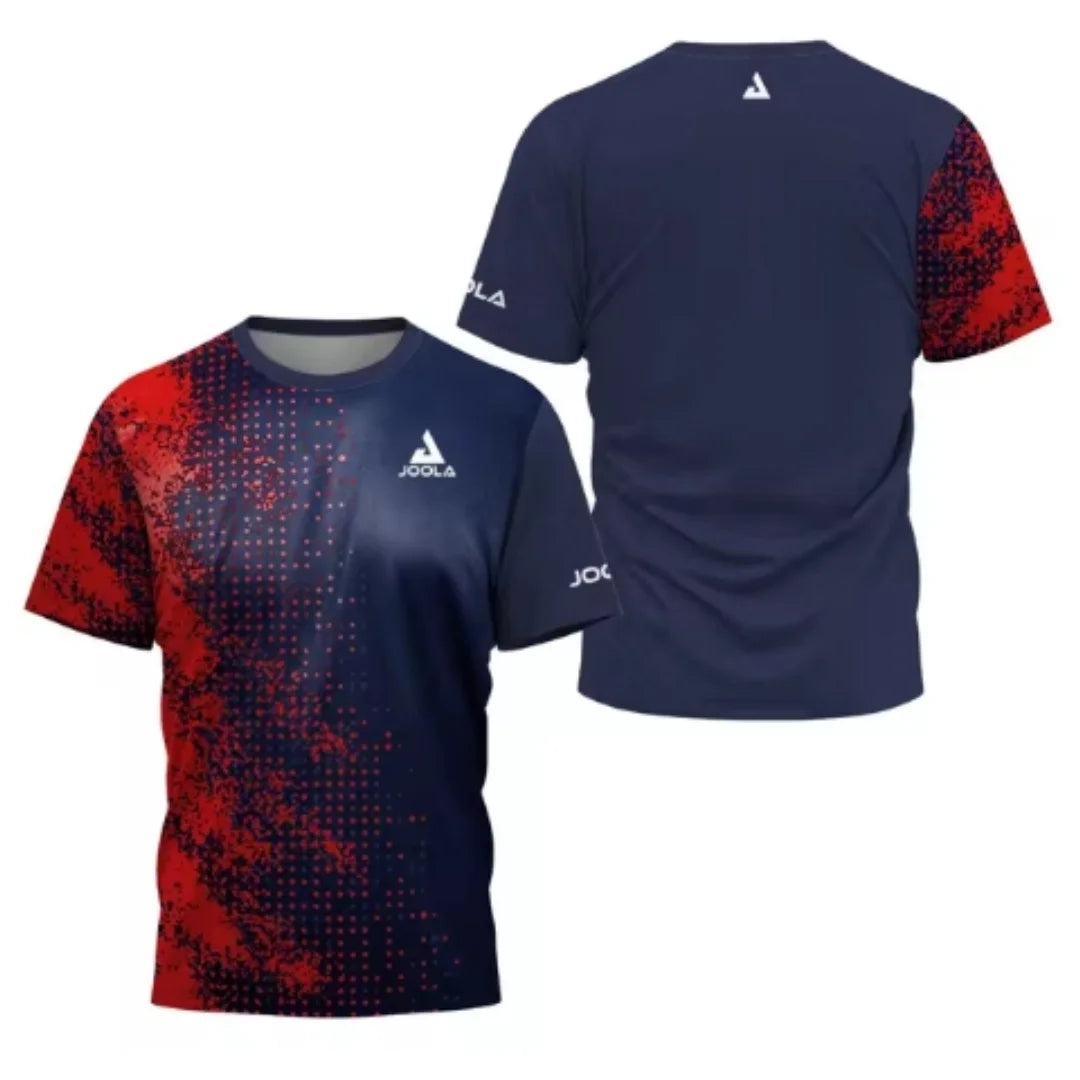 2024 New Men's T-shirt Summer Fashion Table Tennis Flower Printed Short sleeved Badminton Tennis Quick drying Short sleeved Men'