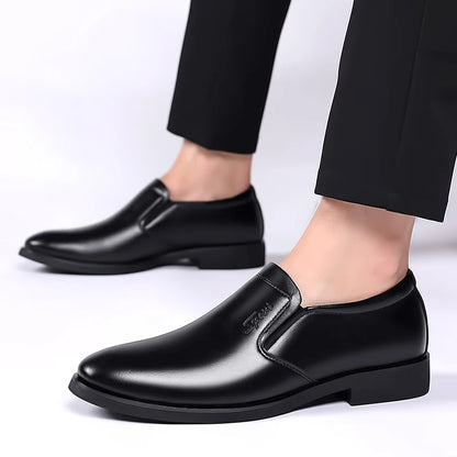 Men's Leather Slip On Formal Shoes Black For Office Use