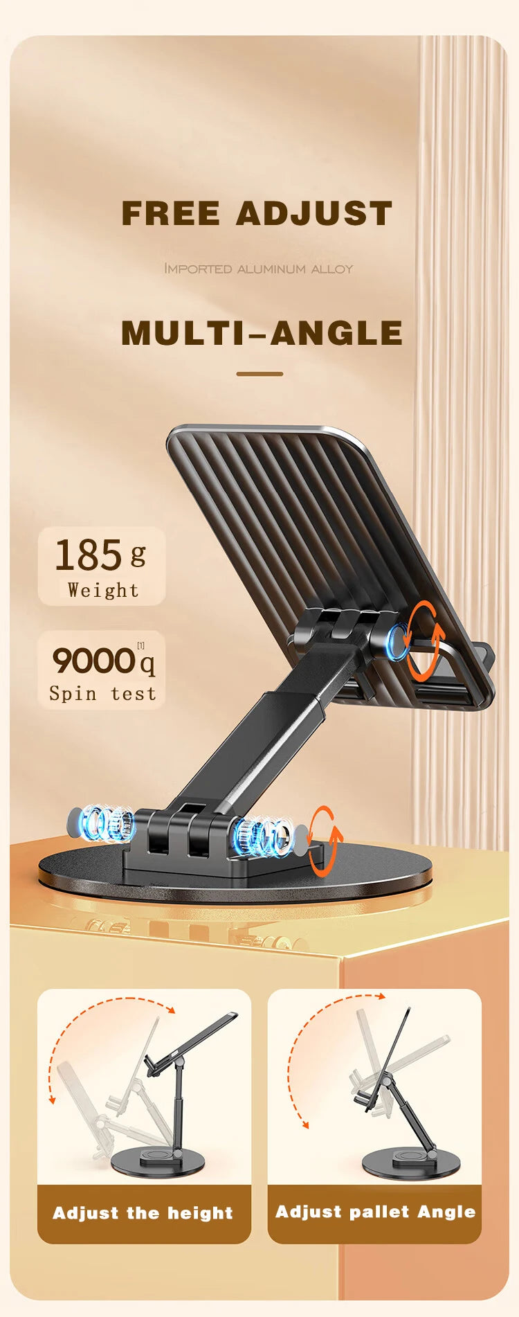 360 Degrees Rotable Metal Desk Mobile Phone Holder Stand For iPhone Xiaomi iPad Adjustable Desktop Tablet Table Cell Phone Stand