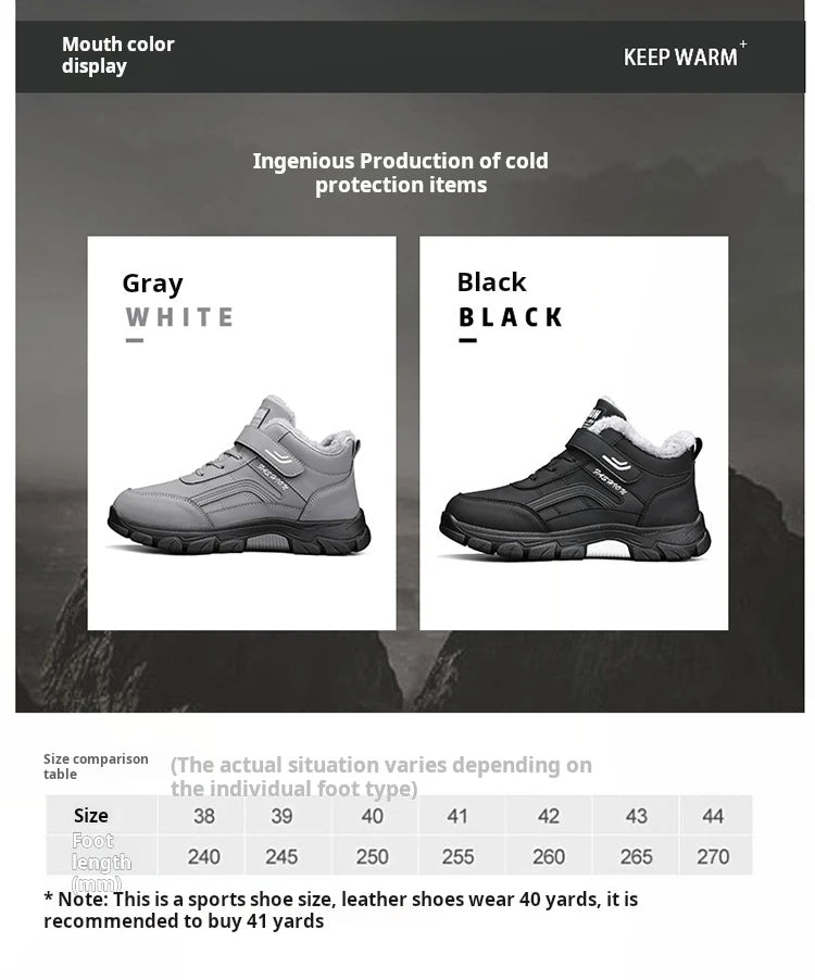 Winter Boots for Men New Waterproof PU Leather Warm Snow Ankle Boots Outdoor Warm Plush Non-slip Work High-top Casual Shoes