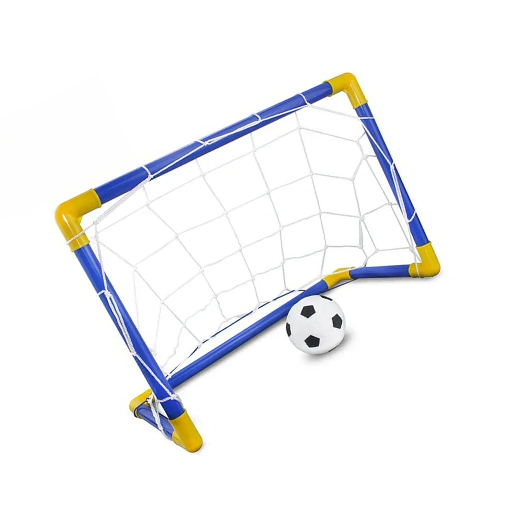 Indoor mini folding football soccer ball goal post net set pump kids sport outdoor home game toy child birthday gift plastic