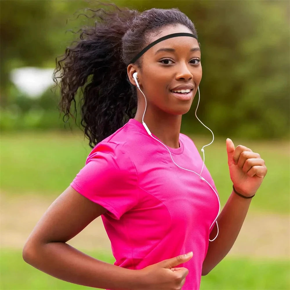 4 Pieces Non-Slip Elastic Sport Headband Black Stretchy Hair Band Sports Yoga Running Headband For Women Girls