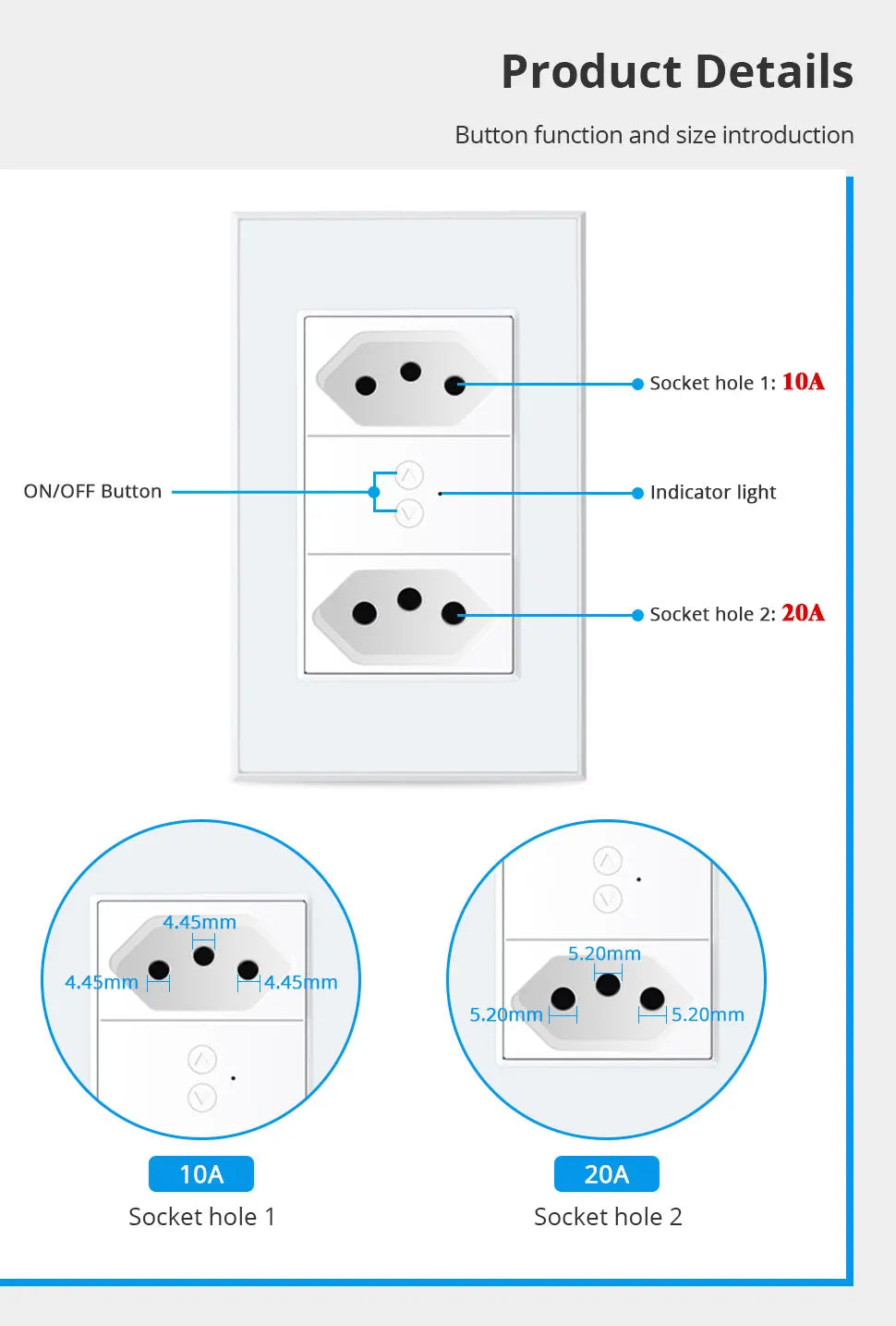 Zemismart Zigbee Smart Brazil Socket 10A 20A Outlets Work with Tuya Smart Life App Alexa Google Home Control