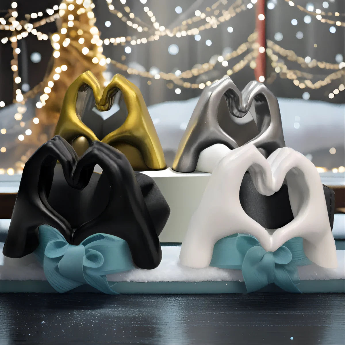 Gold-Tone Resin Love Hand Sculpture for Home Decor