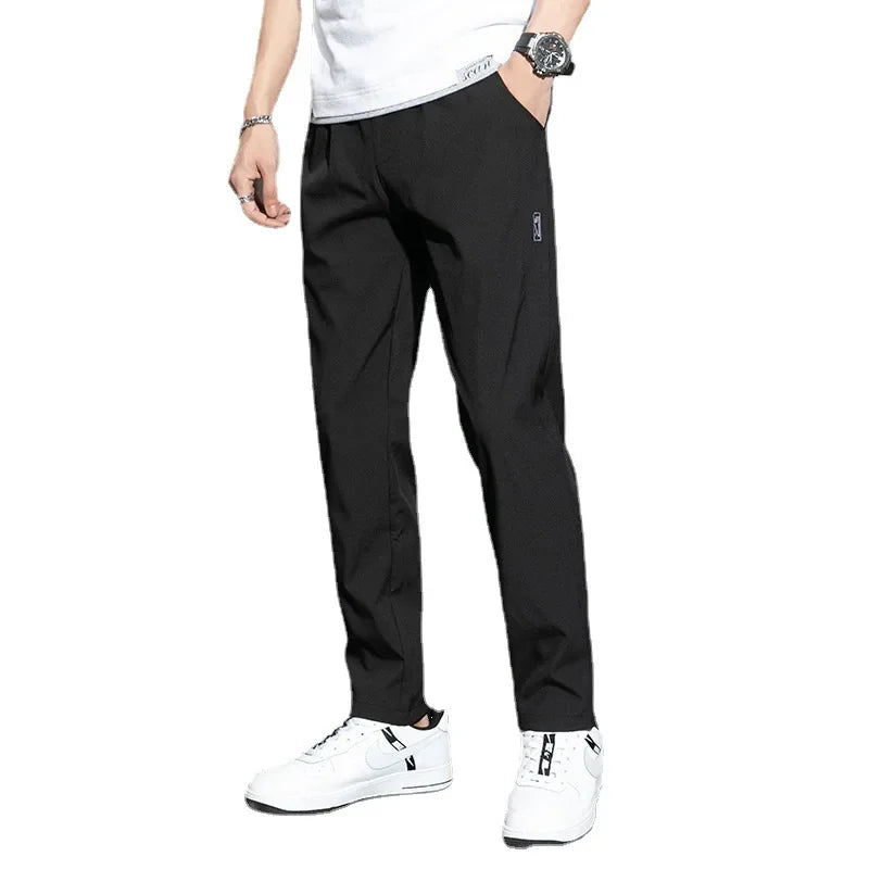 2025 Men's Slim Fit Golf Pants, Korean Style, Ice Silk Breathable Casual Sports Pants, Straight Fashion P