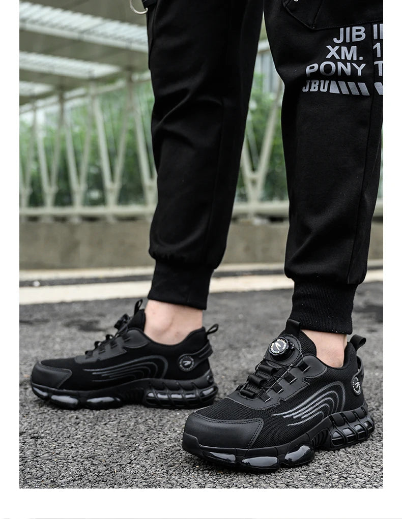 Rotating Button Safety Shoes Men For Work Sneakers Shoes Anti smash Puncture-Proof Protective Men Shoes Steel Toe Work Boots