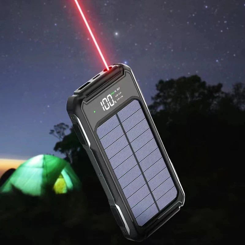 VIVO 200000mAh Solar Power Bank Large Capacity 4 in 1 Built in Cables Intelligent Digital Display Laser Light For Samsung