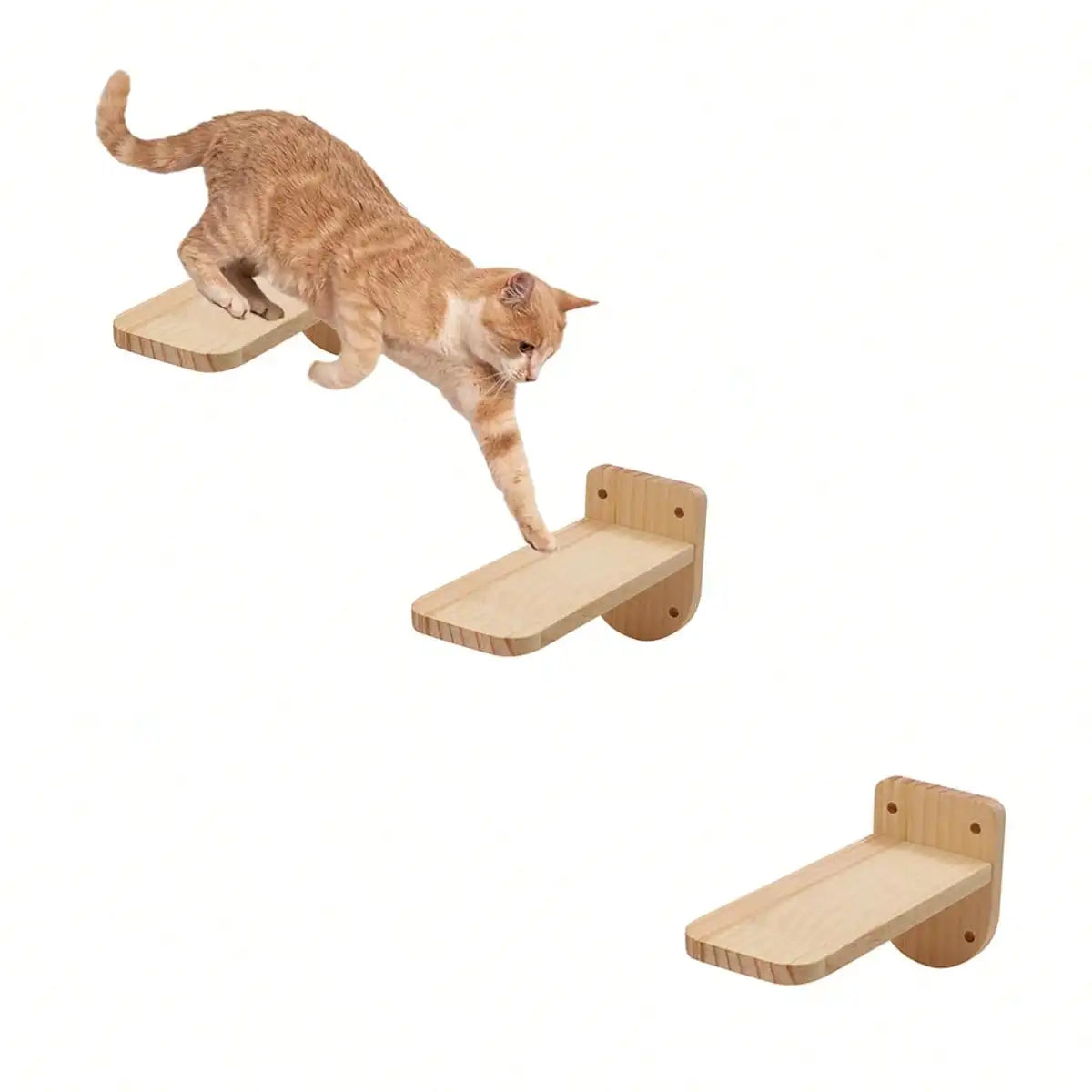 Cat Wall Mounted Solid Wooden Furniture Climbing Ladder and Cat Hammock with Scratching Post for Activity Indoor Cats Perches