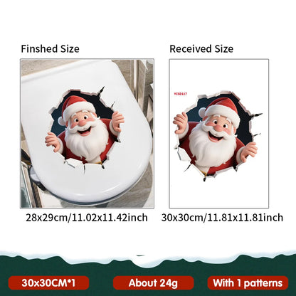 Christmas 3D Santa Break-Through Wall & Window Sticker – PVC Decoration